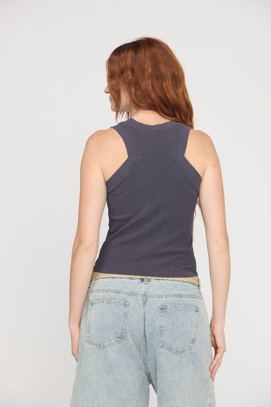 Player Racerback Tank-Charcoal