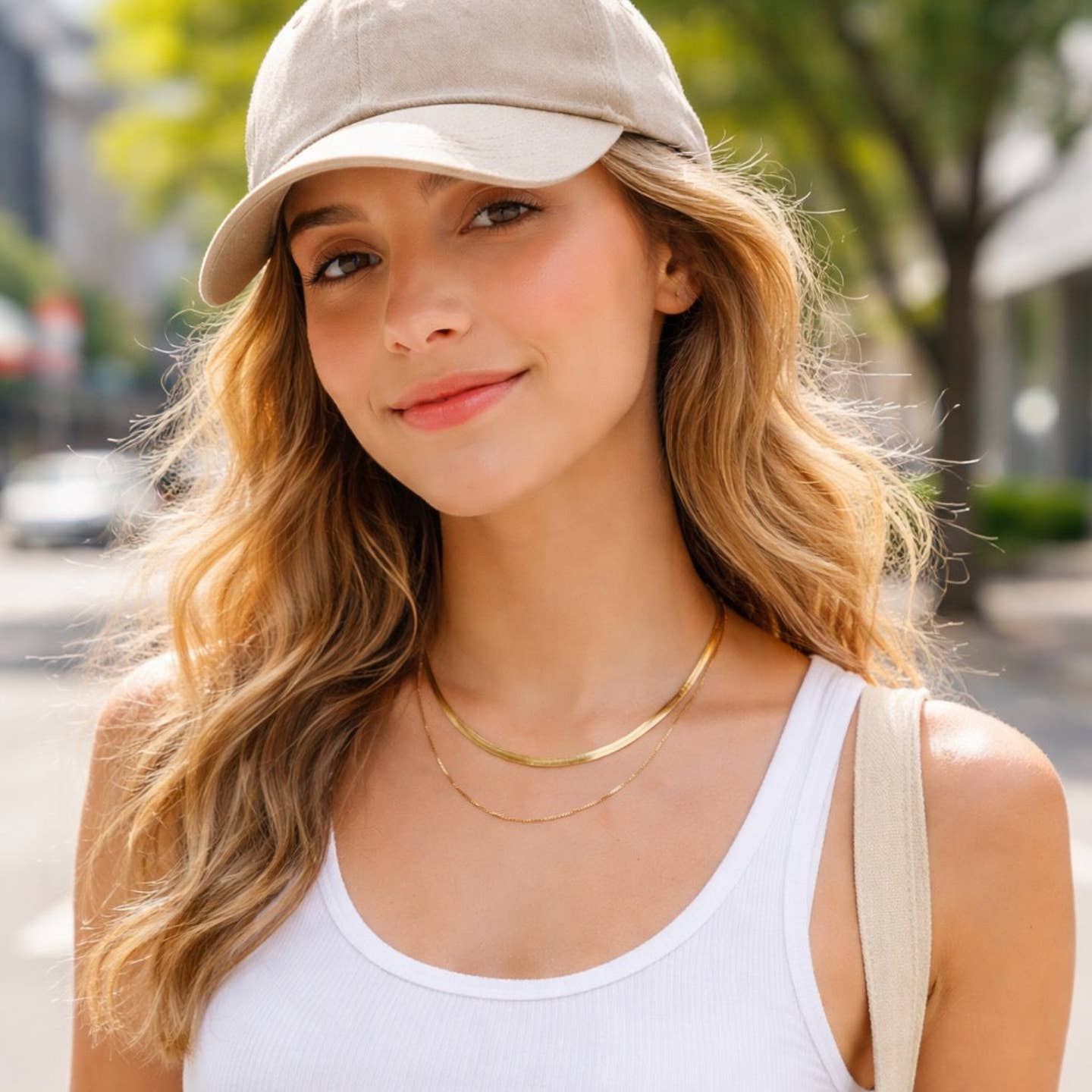 Herringbone Chain Necklace-Gold