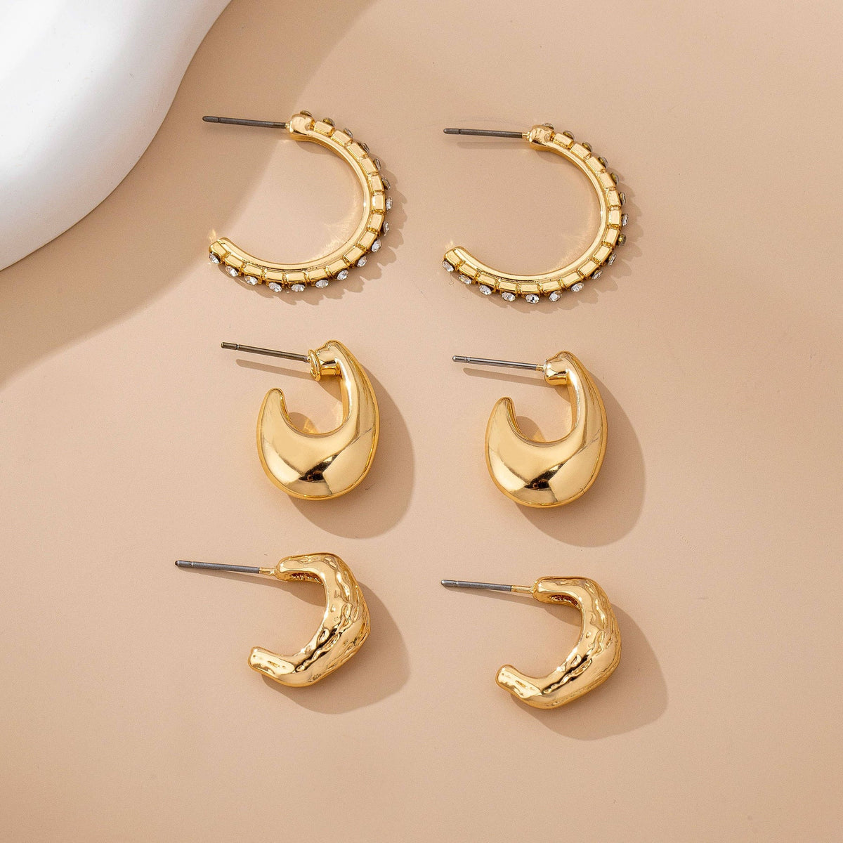 Tapered Rhinestone Huggy Trio-Gold