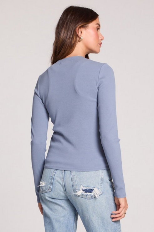 Long Sleeve Cardigan-Worn Blue