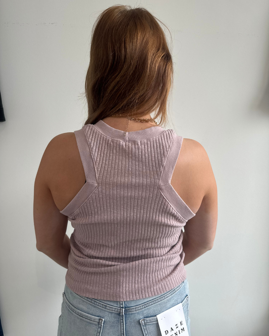Player Racerback Rib Tank - Dusty Lilac
