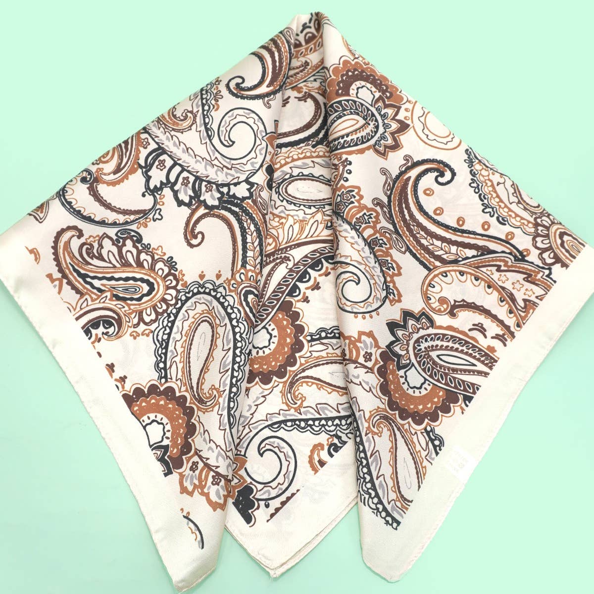 Paisley Silky Scarf-Ivory