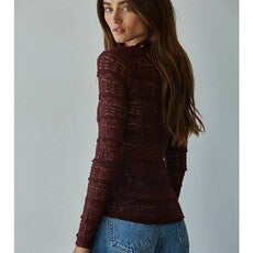 Lace Mock Top-Burgundy