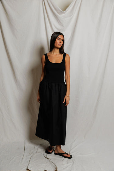 Fabiola Poplin Dress- True Black