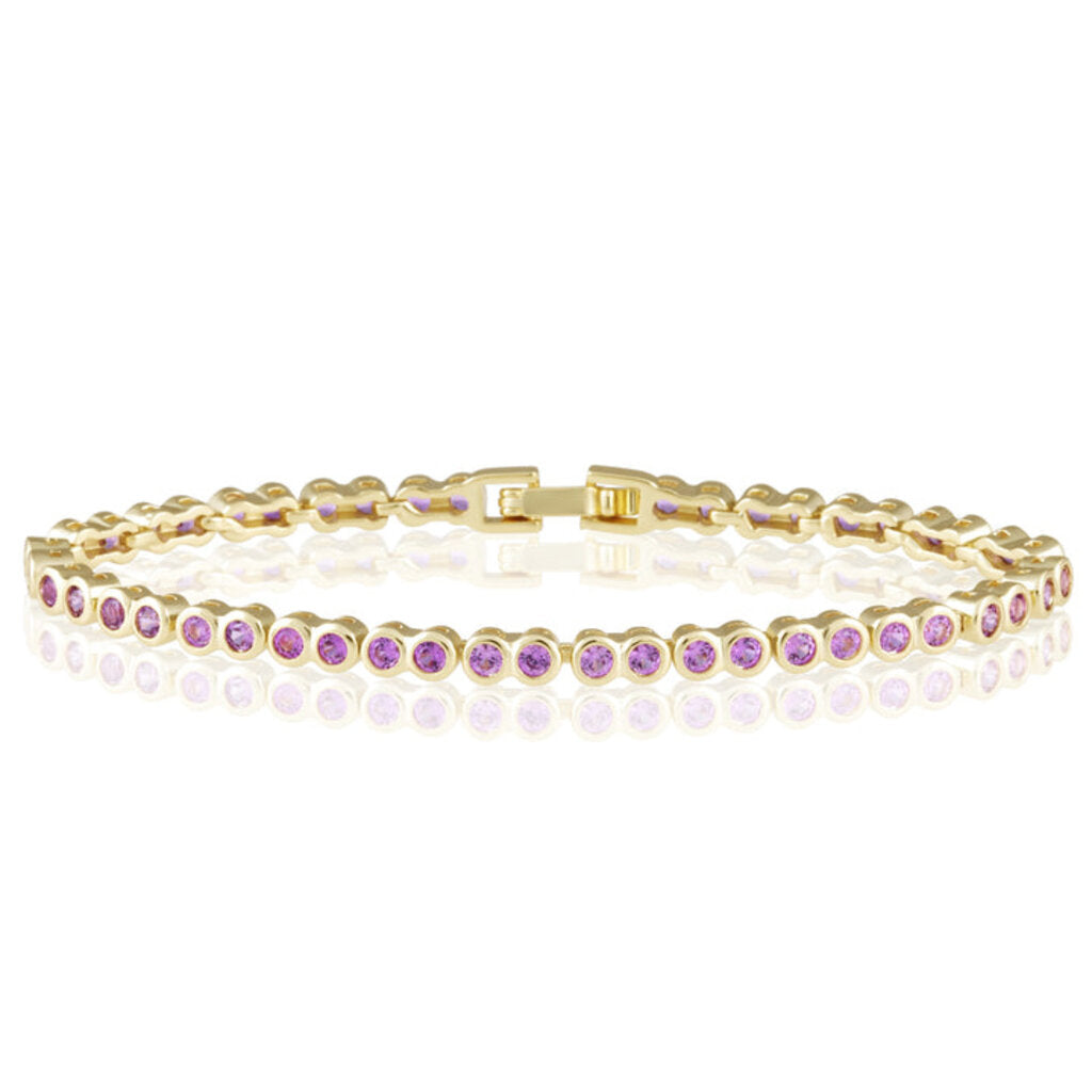 Bezel Tennis Bracelet Pink