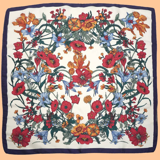 Large Floral Scarf-Off White
