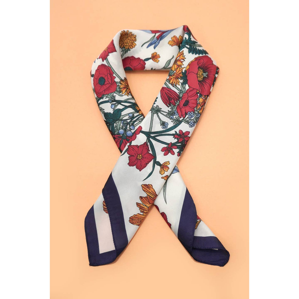 Large Floral Scarf-Off White
