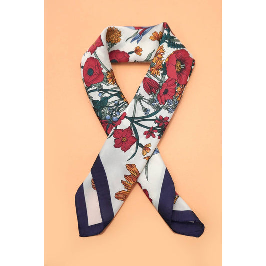 Large Floral Scarf-Off White
