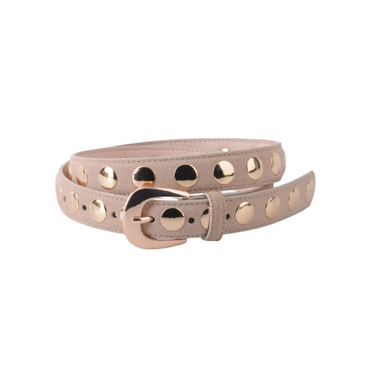 Suede Belt w/Studs-Beige
