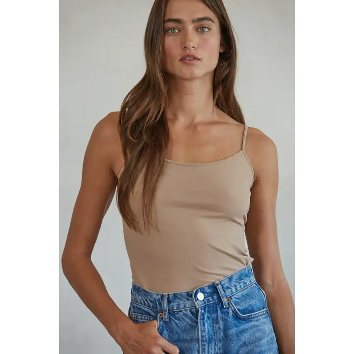 Basic Full Length Cami- Almond