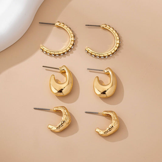 Tapered Rhinestone Huggy Trio-Gold