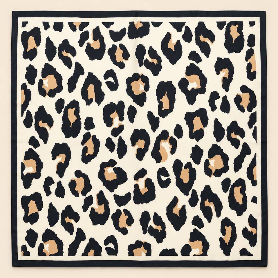 Large Leopard Scarf-Off White