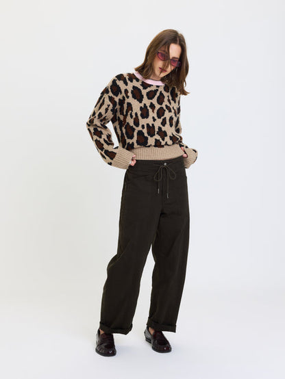Villa Drawstring Barrel Pant-Fern