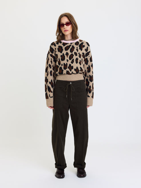 Villa Drawstring Barrel Pant-Fern