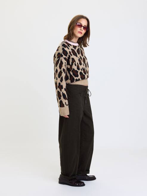 Villa Drawstring Barrel Pant-Fern