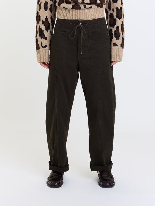 Villa Drawstring Barrel Pant-Fern