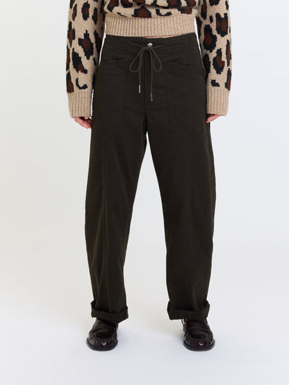 Villa Drawstring Barrel Pant-Fern