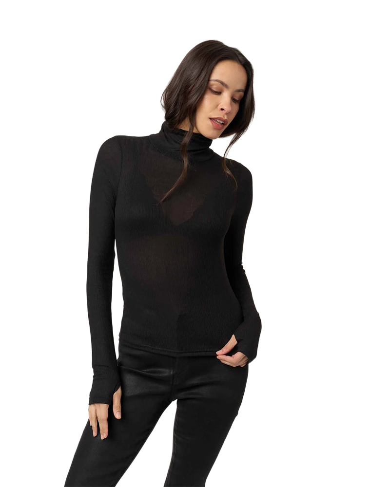 Olive Longsleeve Rib Turtleneck - Black