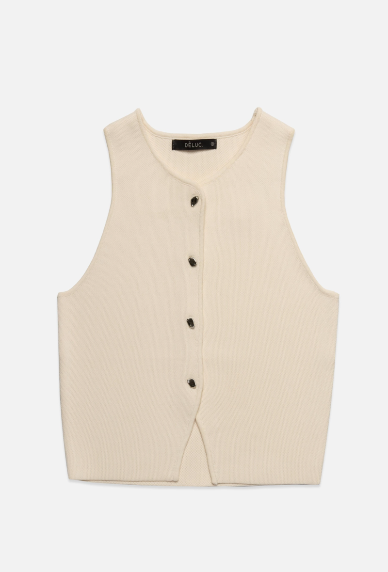 Ibiza Knit Vest-Ecru