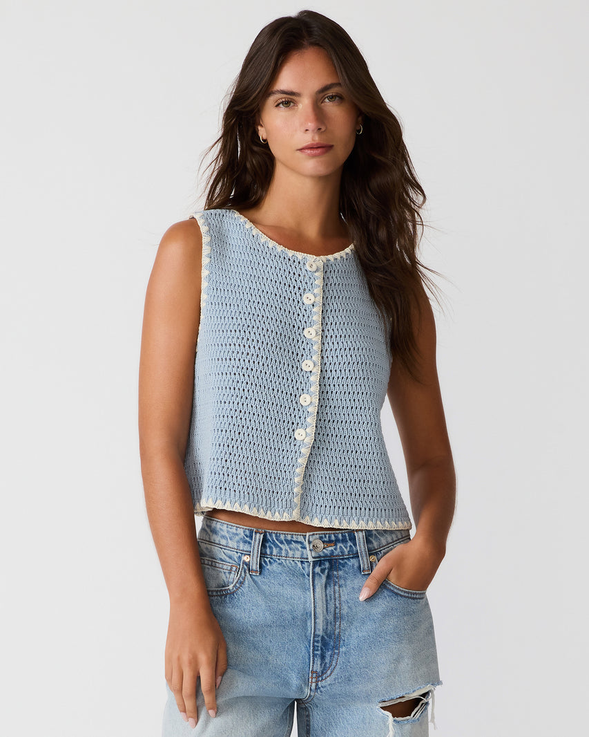 Annya Sweater Vest-Blue Ice