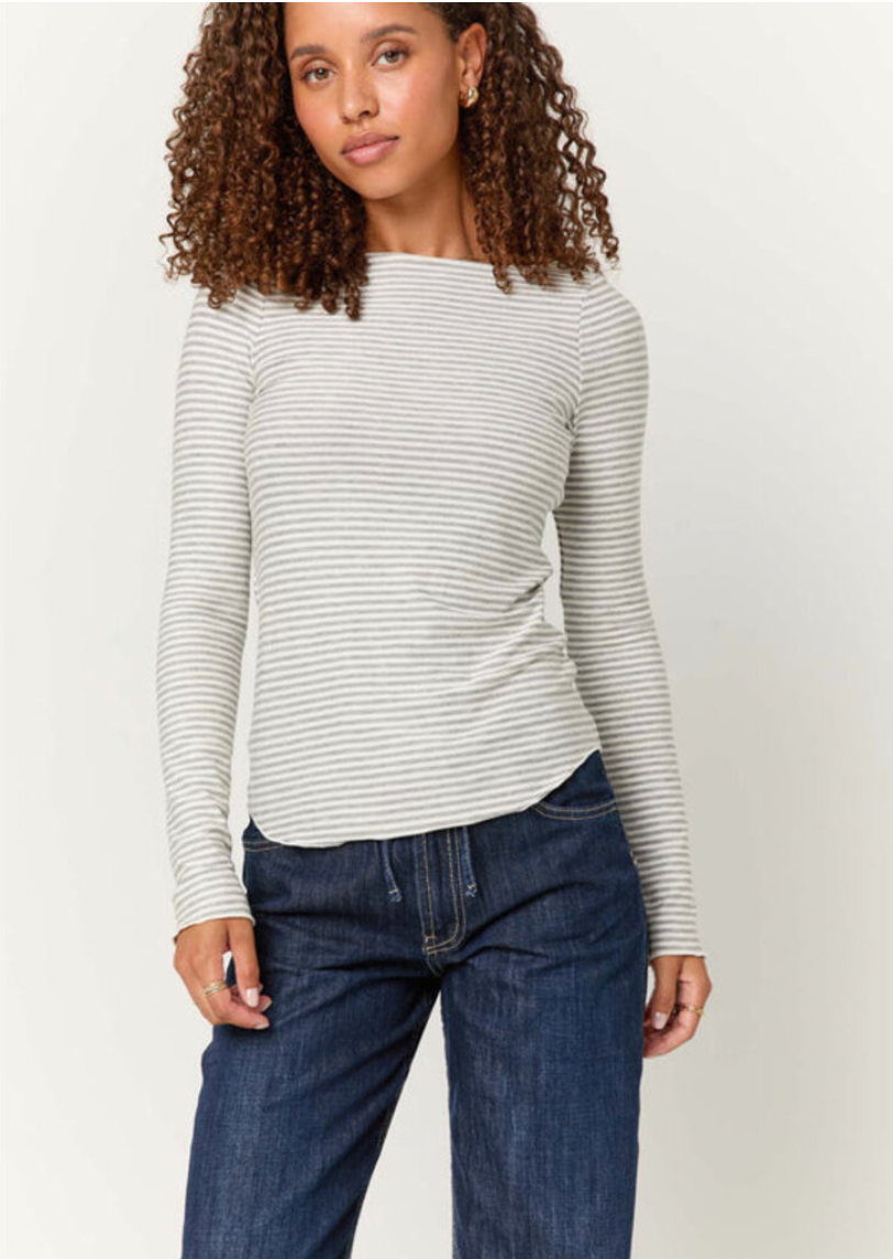 Zinnia Striped Boatneck Longsleeve Tee