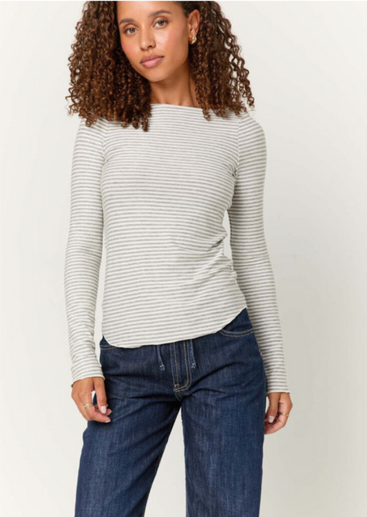 Zinnia Striped Boatneck Longsleeve Tee
