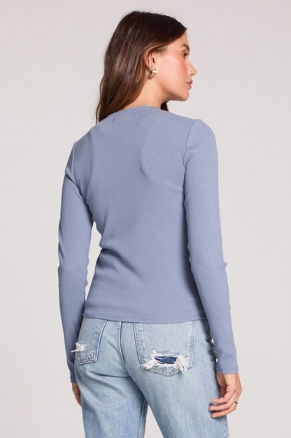 Long Sleeve Cardigan-Worn Blue