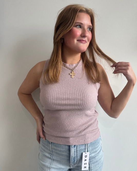 Player Racerback Rib Tank - Dusty Lilac