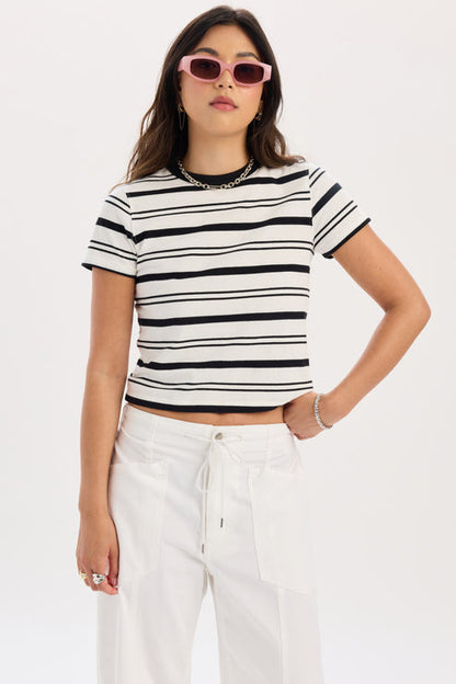 Zuma SS Crew Neck Tee - Onyx Stripe