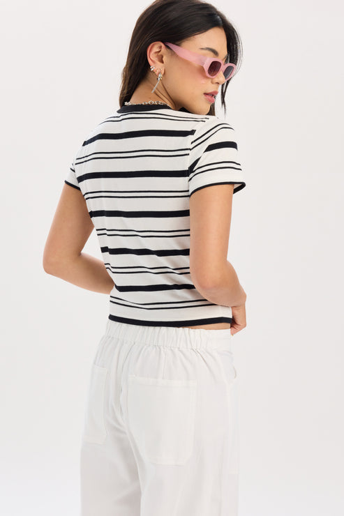 Zuma SS Crew Neck Tee - Onyx Stripe