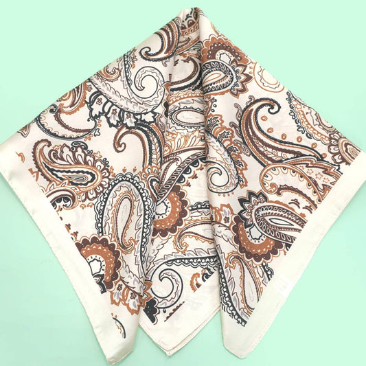 Paisley Silky Scarf-Ivory