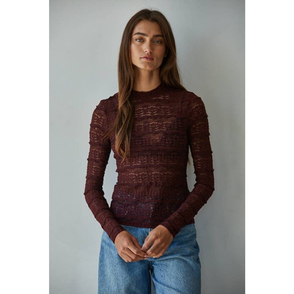Lace Mock Top-Burgundy