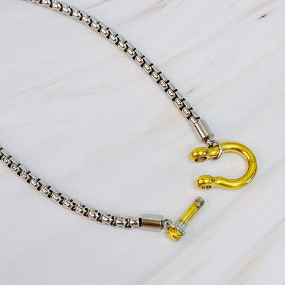 Luxe Pendant Box Chain Necklace-Two Toned