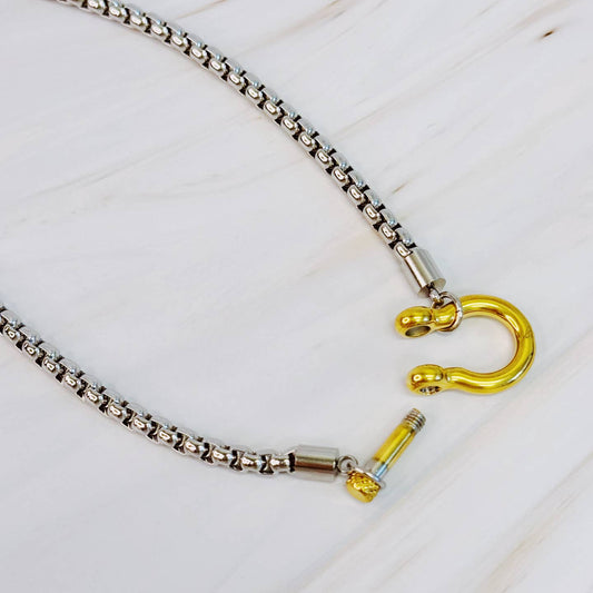 Luxe Pendant Box Chain Necklace-Two Toned