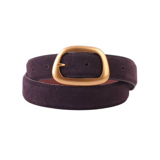 Suede Belt w/Buckle-Chocolate