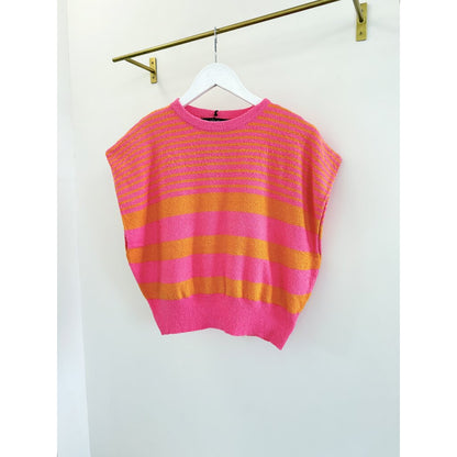 Eloan Knit Vest Pink/ Orange Stripe XS
