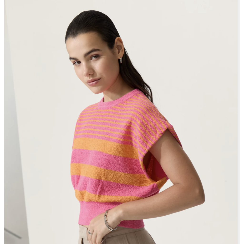 Eloan Knit Vest Pink/ Orange Stripe XS