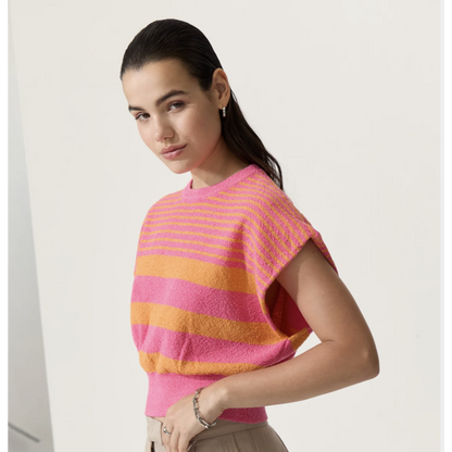 Eloan Knit Vest Pink/ Orange Stripe XS