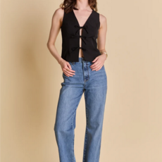 Front Bow Tie Top Black M