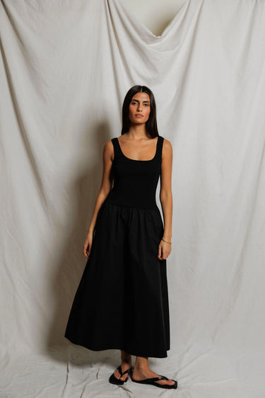Fabiola Poplin Dress- True Black