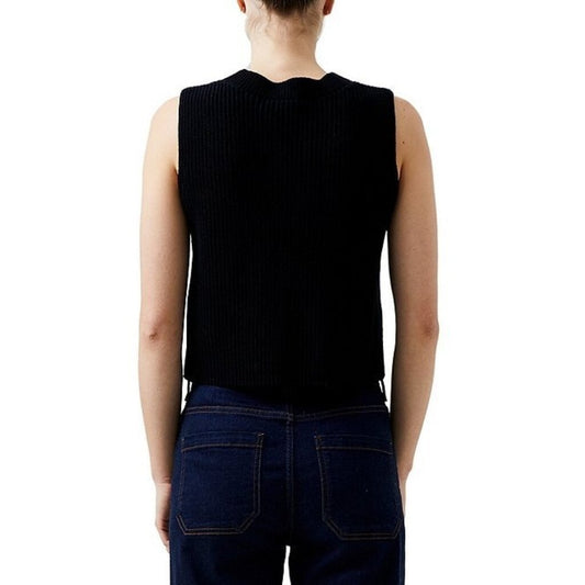 Mozart Crew Neck Sleeveless Vest Black S