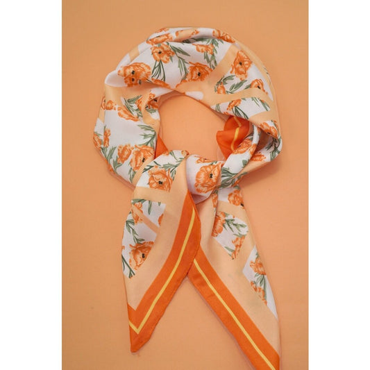 Floral Print Bandana Scarf Orange