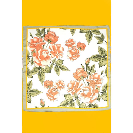 Large Floral Print Bandana Scarf Off White