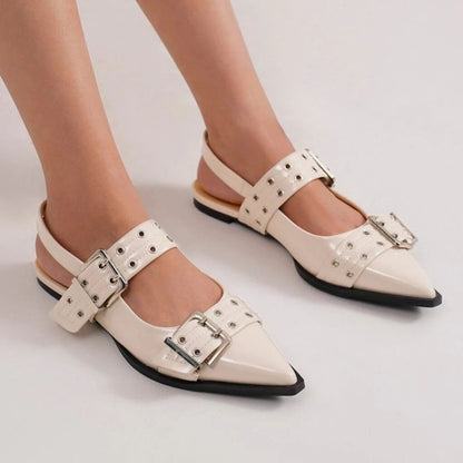 Buckle Strap Slingback Flats