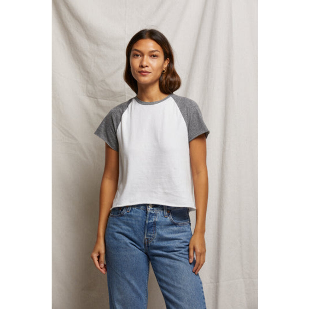 Britt Athletic Color Block Tee White/ Heather Grey M