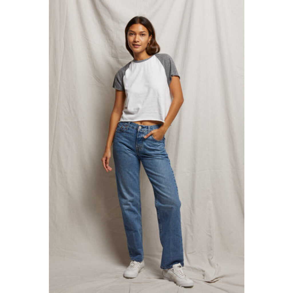 Britt Athletic Color Block Tee White/ Heather Grey M