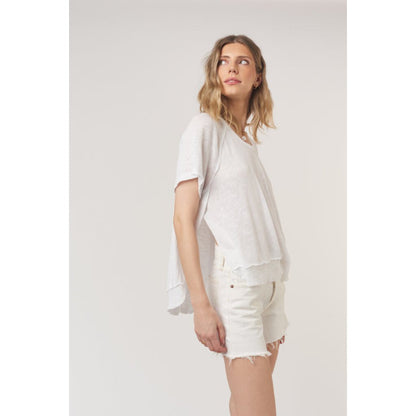 Lina Textured Scoop Neck Tee White