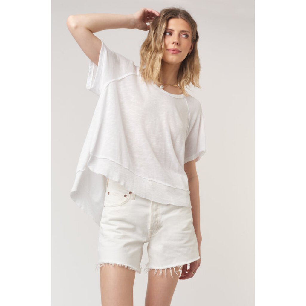Lina Textured Scoop Neck Tee White