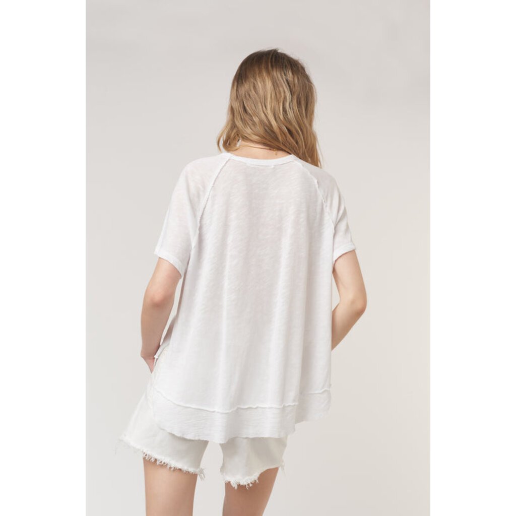 Lina Textured Scoop Neck Tee White