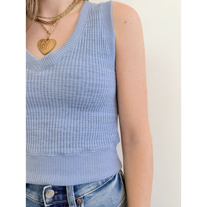 Milan Rib Sweater Tank Vest Blue Sky